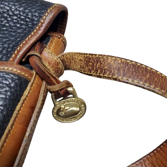 Vintage Dooney & Bourke Cavalry Spectator Bag Black Pebbled Leather - Picture 12 of 15